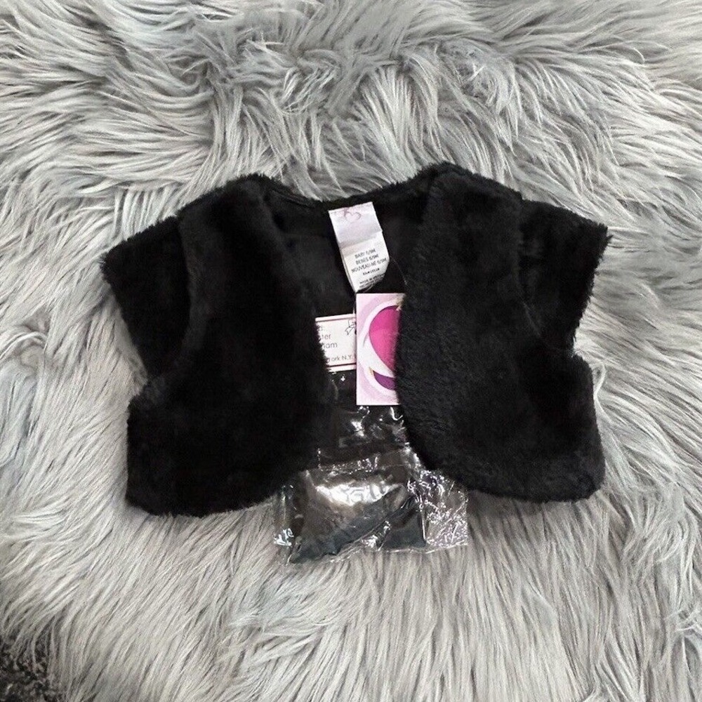 Youngland Baby Girls Faux Fur Cardigan, Tights &‎ Headband Set Black 6/9m